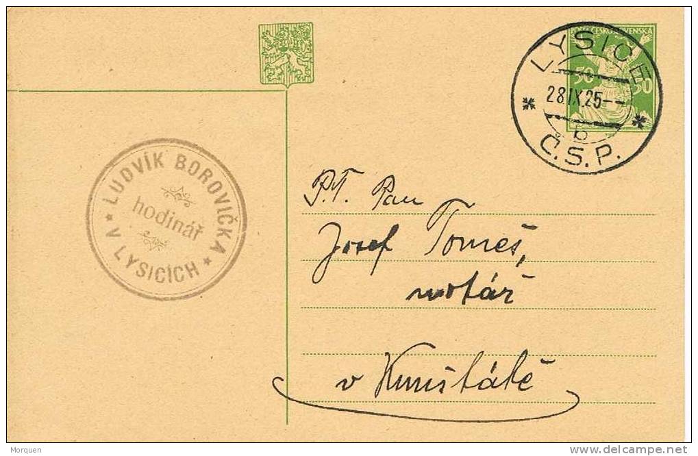 Entero Postal LYSICE (Checoslovaquia) 1925 - Cartoline Postali