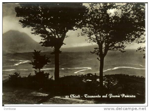 Chieti: Tramonto Sul Fiume Pescara. Cartolina B/n Anni '50. - Chieti