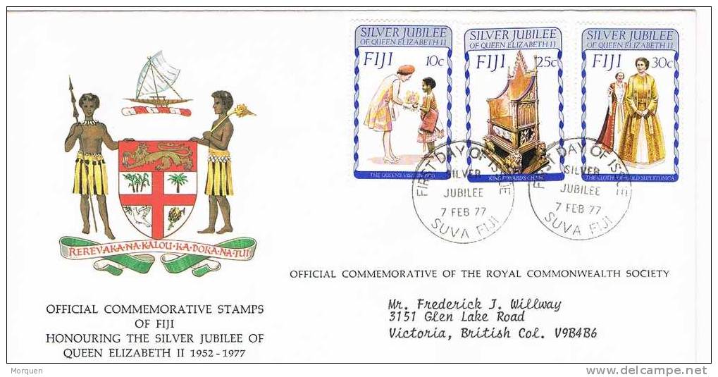 1417. Carta F.D.C. FIJI (suva Fiji) 1977. Jubilee Queen Elisabeth II - Fidji (1970-...)