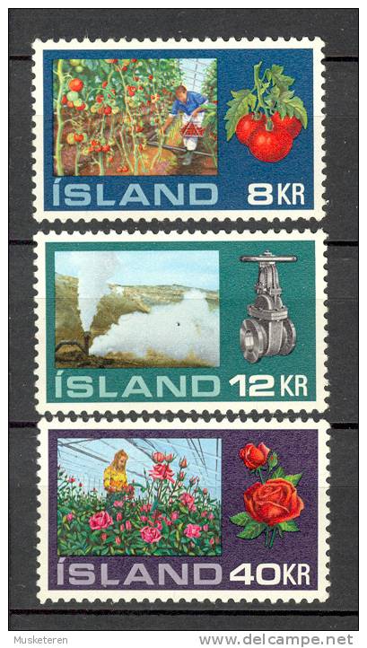 Iceland 1972 Mi. 465-67 Greenhouse Culture Gewächshauskulturen Tomato Flowers Complete Set MNH** - Nuevos