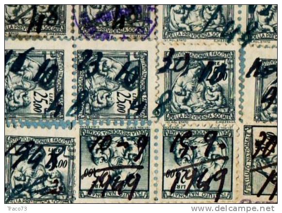 16.07.1948 - Tessera Per Operai -  Serie 1943 + 1950  Istit. Naz. Della Prev. Lire 25 Con Fasc. X 25 + Lire 25 S.F. X 20 - Steuermarken