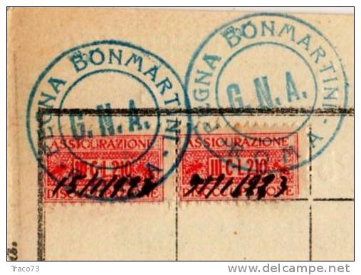 15.01.1923 - Tessera Assicuraz. Obbligatorie -  Serie 1920 / Assicurazioni Sociali - Lire 210 X 2 - Steuermarken