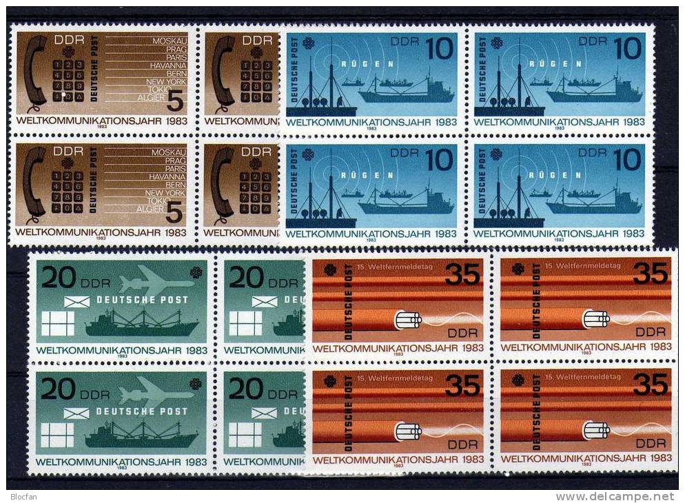 Druckvermerk Welt-Kommunikationsjahr 1983 DDR 2770/3,DV+4-Block ** 30€ UNO Kommunikation Hb Bloc Ms Se-tenant Bf Germany - Se-Tenant