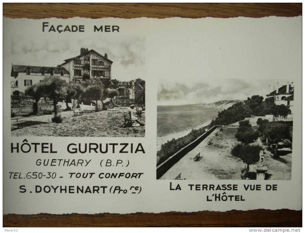 64 - GUETHARY - Hôtel GURUTZIA (façade Mer), La Terrasse Vue De L'Hôtel GURUTZIA. (CPSM) - Guethary