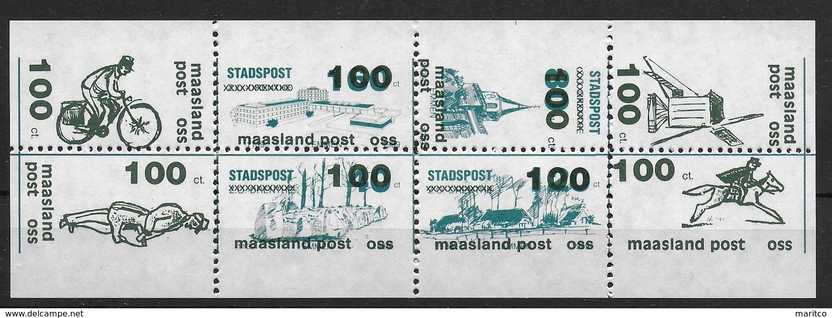 Stadspost DUTCH LOCALMAIL Stadspost PRIVATPOST SHEETLET MAASLAND OSS 1990 BICYCLE VELO MILL - Ciclismo