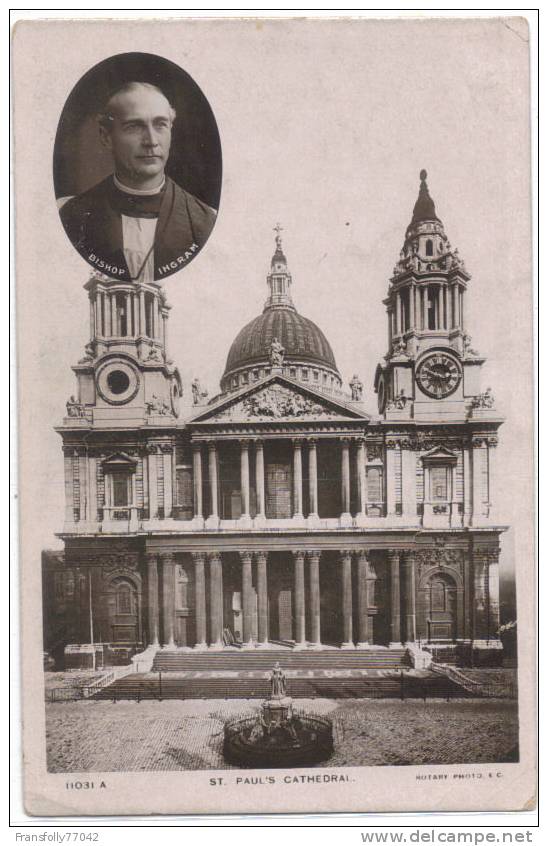 Rppc LONDON ENGLAND U.K. St Paul´s Cathedral INSET Bishop Ingram 1916 - St. Paul's Cathedral