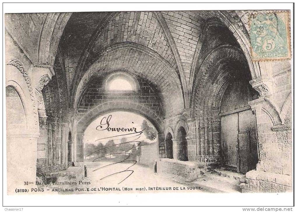 17 -  PONS - Lot De 2 Cartes 1 Précurseur - Ancienne Porte De L´Hôpital (Mon. Hist.) - Intérieur De La Voûte - Pons