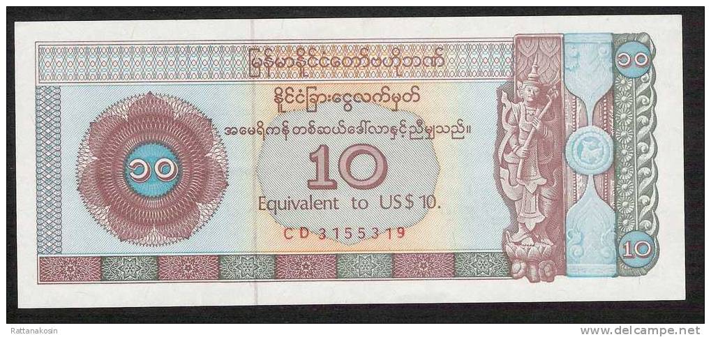 MYANMAR PFX3 10  DOLLAR   1993  #CD   AUNC. - Myanmar