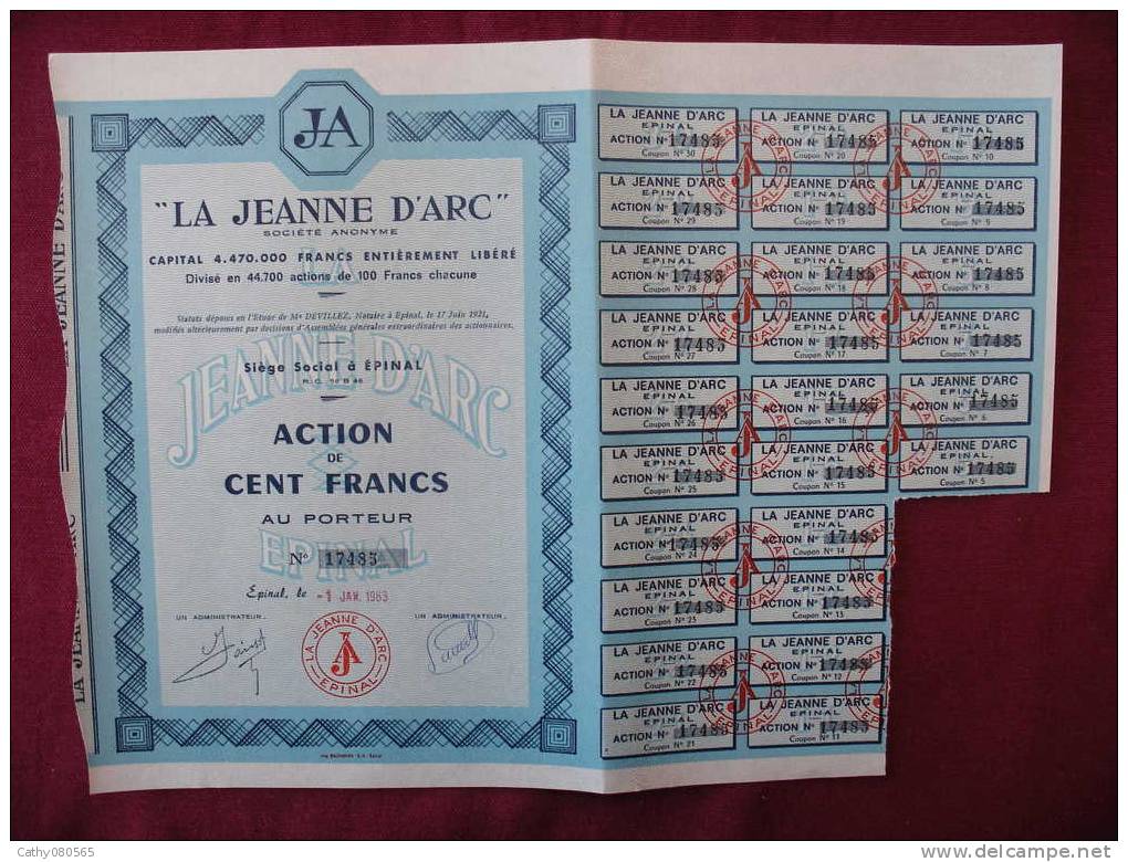 Action  " LA JEANNE D´ARC "  DE 1963   //  EPINAL // VOSGES - J - L