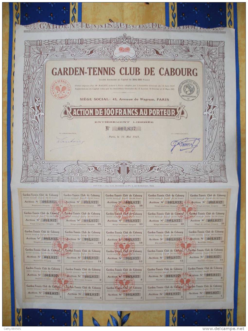 Action Complete " GARDEN TENNIS CLUB DE CABOURG " PARIS // NORMANDIE - Sports