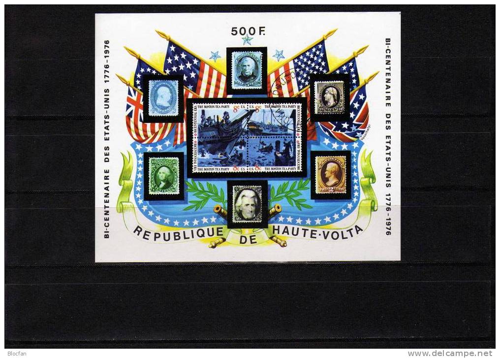 Präsidenten 200 Jahre USA 1976 Hautevolta Block 31 O 3&euro; Flagge Schiffe Auf Briefmarken Hojita M/s Sheet Ss Bf Ships - George Washington