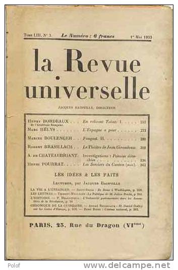 La Revue Universelle-tome L N° 12 -jacques Bainville ( J456) - Autres & Non Classés