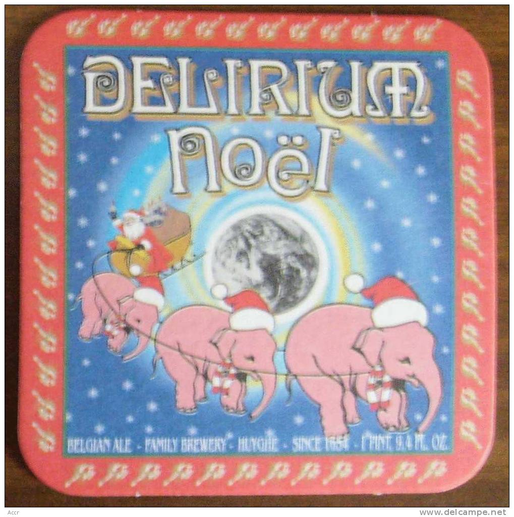 Sous-bock : DELIRIUM NOEL _ éléphant Rose _ Brasserie HUYGHE - Portavasos