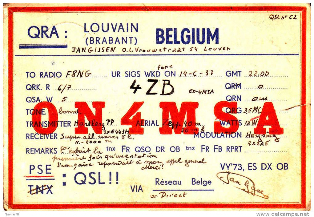 LEUVEN. LOUVAIN. CARTE RADIO AMATEUR. - Leuven