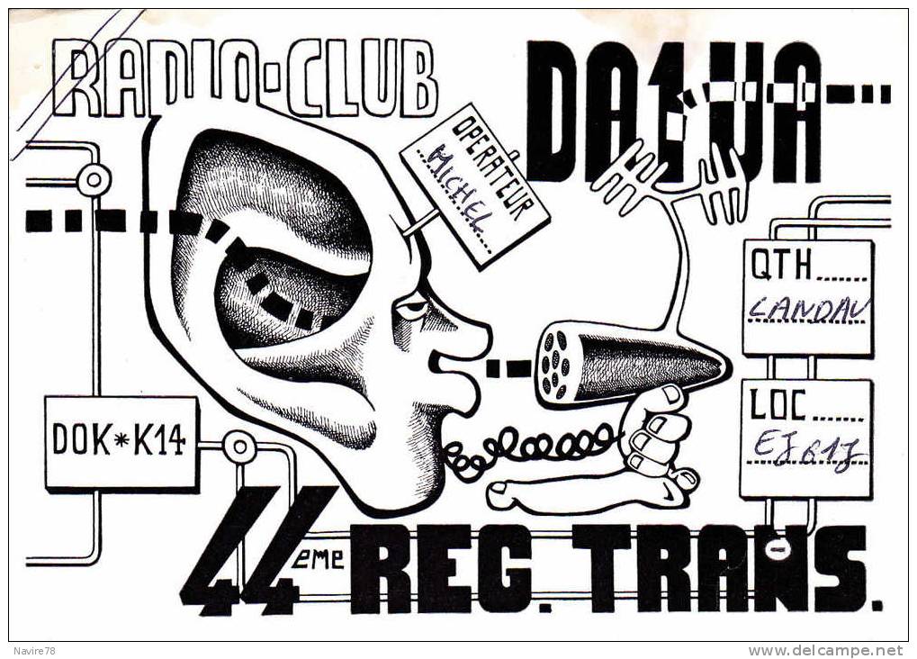 LANDAU.  44ème Régiment De Transmission. CARTE RADIO AMATEUR. - Landau