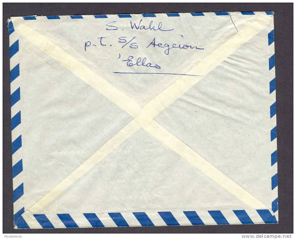 Greece By Airmail Par Avion APAKAEION 791 Cancel Cover 1959 S/S Aegeion Ships Mail Schiffspost To Hellerup Dania Denmark - Covers & Documents