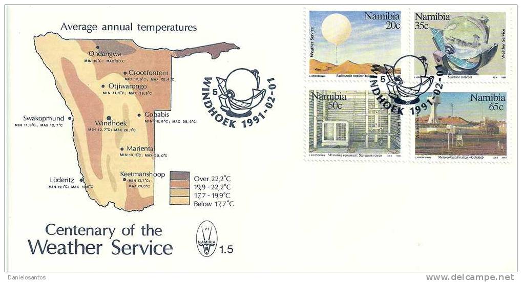 Namibia 1991 Weather Meteorology FDC Scott 690-693 - Clima & Meteorología