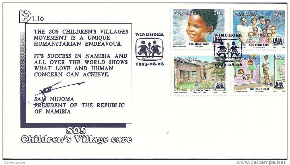 Namibia 1993 Children SOS FDC Scott 738-741 - Other & Unclassified