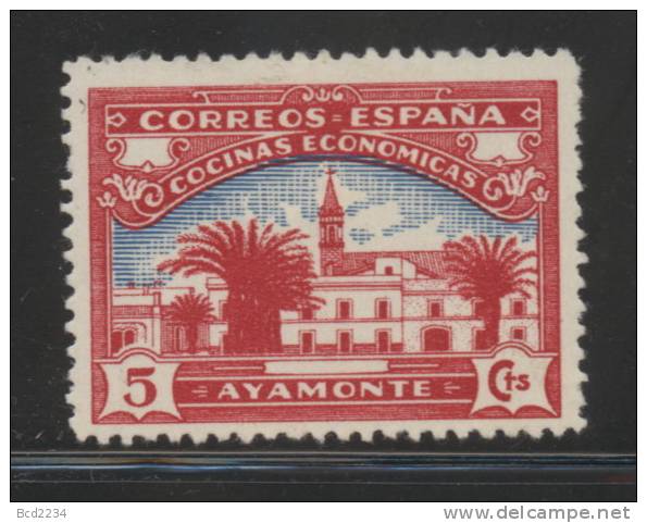 SPAIN 1937 CIVIL WAR STAMP - AYAMONTE 5 CTS RED HINGED MINT GALVEZ # 99 - Nationalist Issues