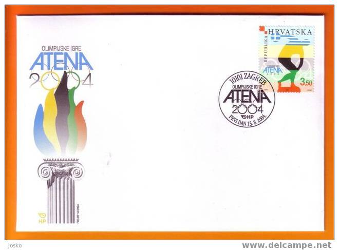 JEUX OLYMPIQUES - ATHENES 2004. Greece ( Croatie FDC ) Olympic Games Olympia Olympic Flame Athletics Athletisme - Summer 2004: Athens