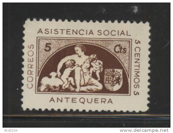 SPAIN 1937 CIVIL WAR STAMP - ANTEQUERA BROWN HINGED MINT GALVEZ # 54 - Nationalist Issues