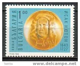 BULGARIA / BULGARIE - 1993 - Isac Newton - 350 An  De La Naisance - 1v** - Fisica