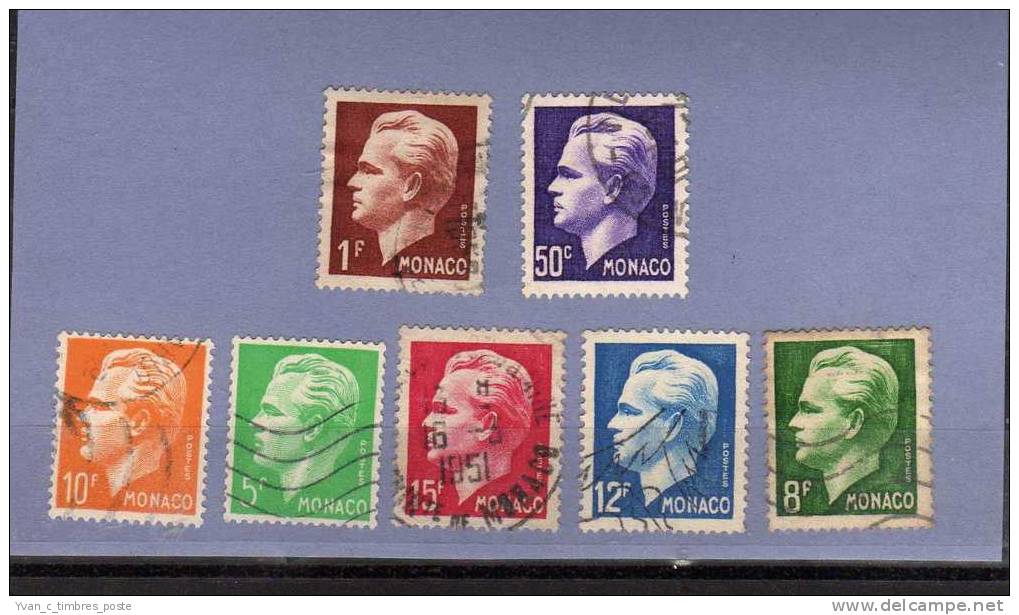 MONACO TIMBRE N° 344 A 350 OBLITERE PRINCE RAINIER III - Used Stamps