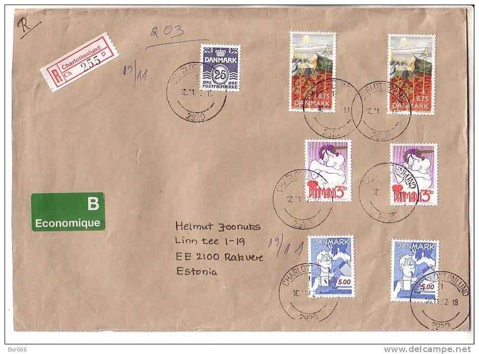 GOOD DENMARK " REGISTERED " A5 Postal Cover To ESTONIA 1992 - Good Stamped - Lettres & Documents