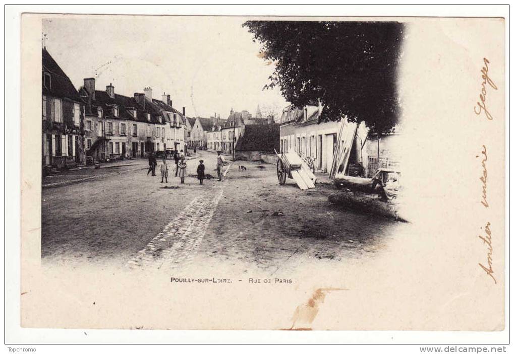 Carte Postale Précurseur Pouilly Sur Loire Rue De Paris 1903 - Pouilly Sur Loire