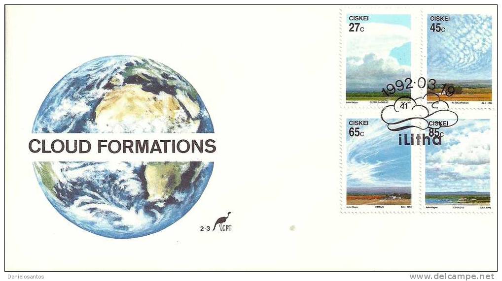 South Africa Ciskei 1991 Meteorology Cloud Formations FDC Scott  187-190 - Climat & Météorologie