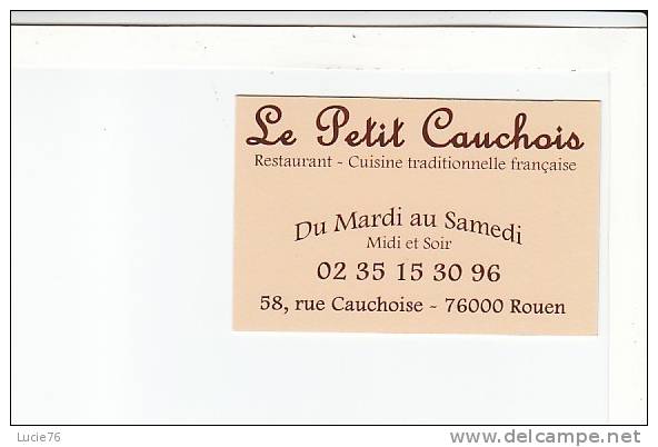 CARTE   PUBLICITAIRE  -  LE PETIT CAUCHOIS  -  Restaurant -  ROUEN - Mignonnettes