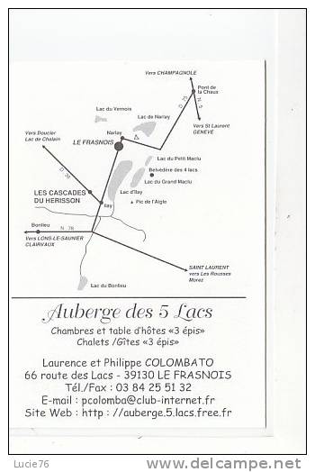 CARTE   PUBLICITAIRE  -  AUBERGE Des  LACS  -  LE FRASNOIS -  39 - Mignonnettes