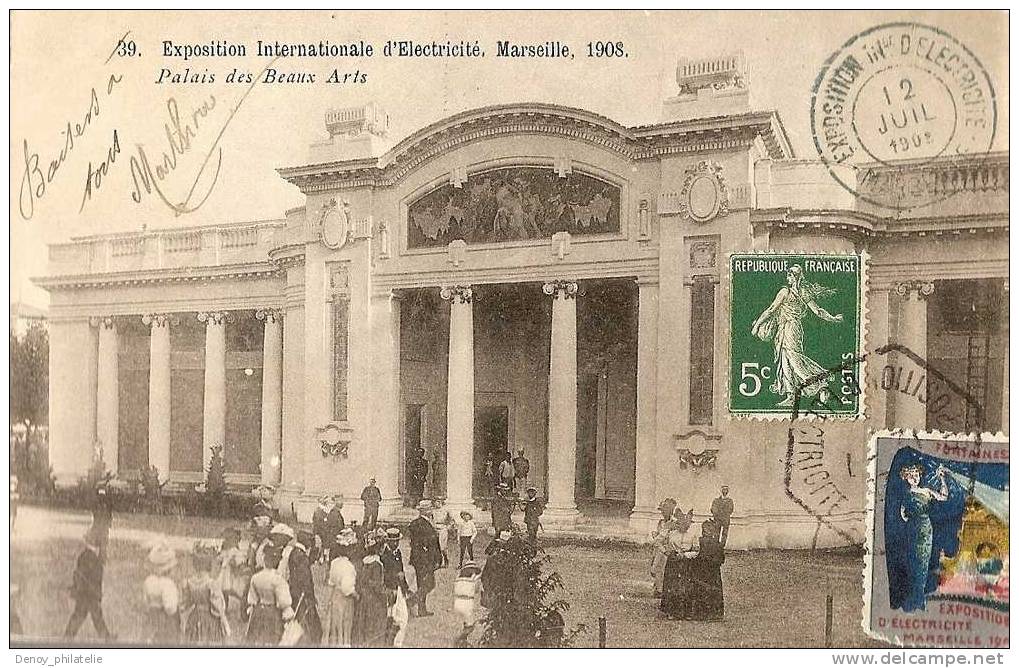 13/  EXPOSITION INTERNATIONALE D´ELECTRICITE MARSEILLE 1908 - Exposition D'Electricité Et Autres