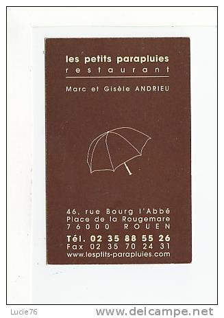 CARTE PUBLICITE   -   Restaurant -     LES PETITS PARAPLUIES  -   ROUEN  76 - Mignonettes