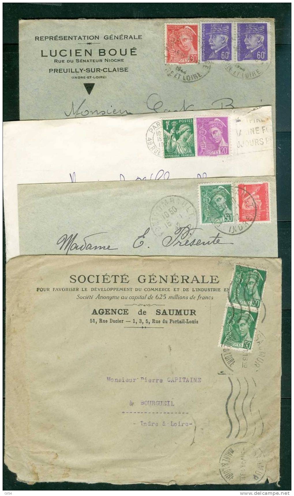 lot de 35 lettres affranchies par type mercure seul ou valeurs complémentaires voir scans- ab23