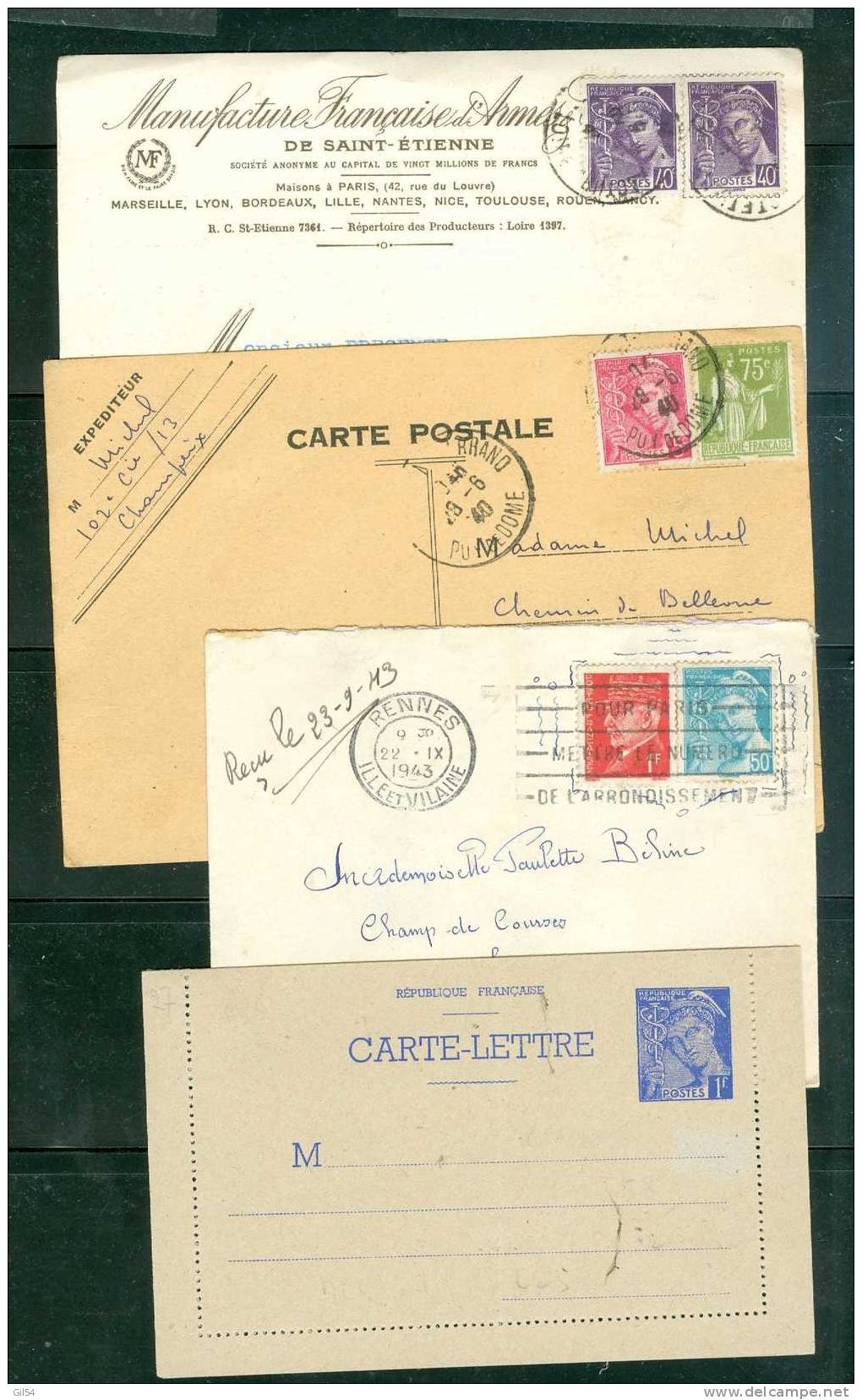 lot de 35 lettres affranchies par type mercure seul ou valeurs complémentaires voir scans- ab23