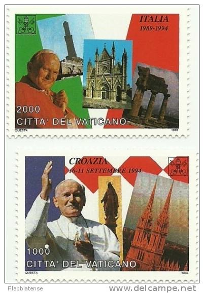 1995 - 1039/40 Viaggi Del Papa   ++++++ - Nuovi