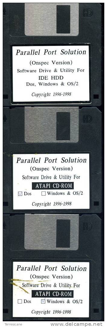 X PARALLEL PORT SOLUTIONS ONSPEC VERSION IDE HDD ATAPI CDROM DOS & WIN  3  DISCHI DA 3.5 - Discos 3.5