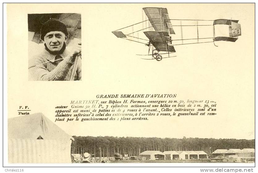 Grande Semaine D´Aviation Biplan FARMAN Piloté Par MARTINET - Meetings