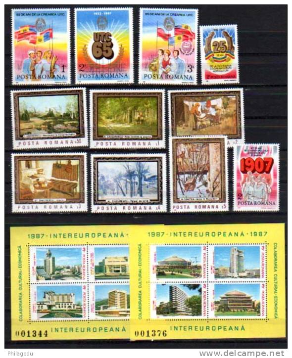 Roumanie 1987, Début Année, N° 3726 / 736 + Bf 187 / 88**  Cote 27,80 E  POSTFRICH - Unused Stamps