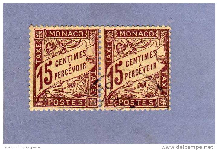 MONACO TIMBRE TAXE N° 5 OBLITERE PAIRE - Postage Due