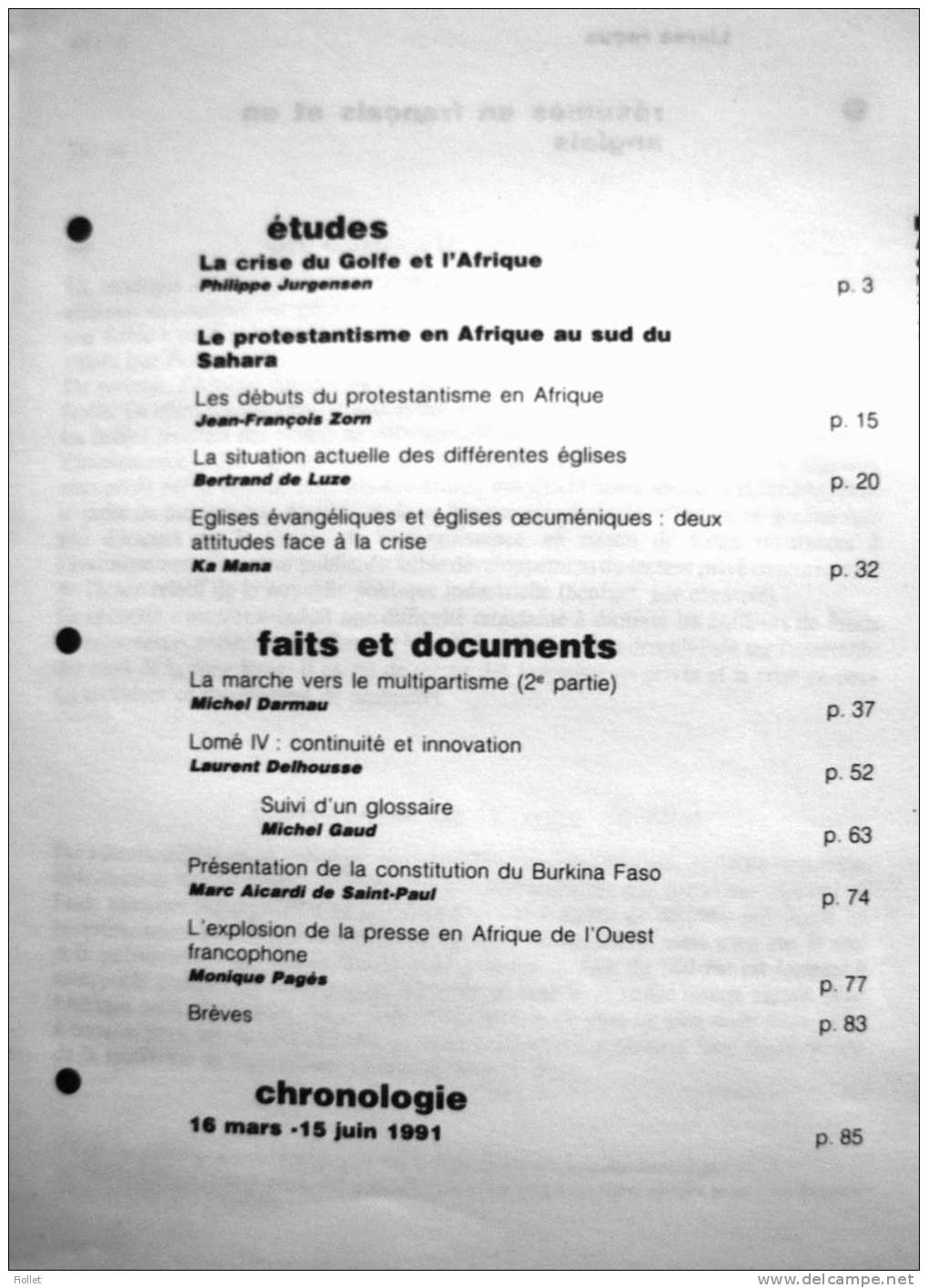 Revue Afrique Golfe Documentation Française Burkina Faso Presse Protestantime Multipartisme - Geografia