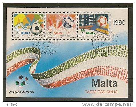 Malta 1990 Soccer World Championship, Italy. Mchel Bl.11 USED. . - Malta