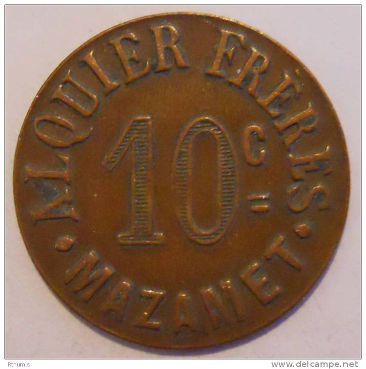 Mazamet 81 Alquier Frères Et Ville 10 Centimes 1917 Elie 10.5 - Notgeld