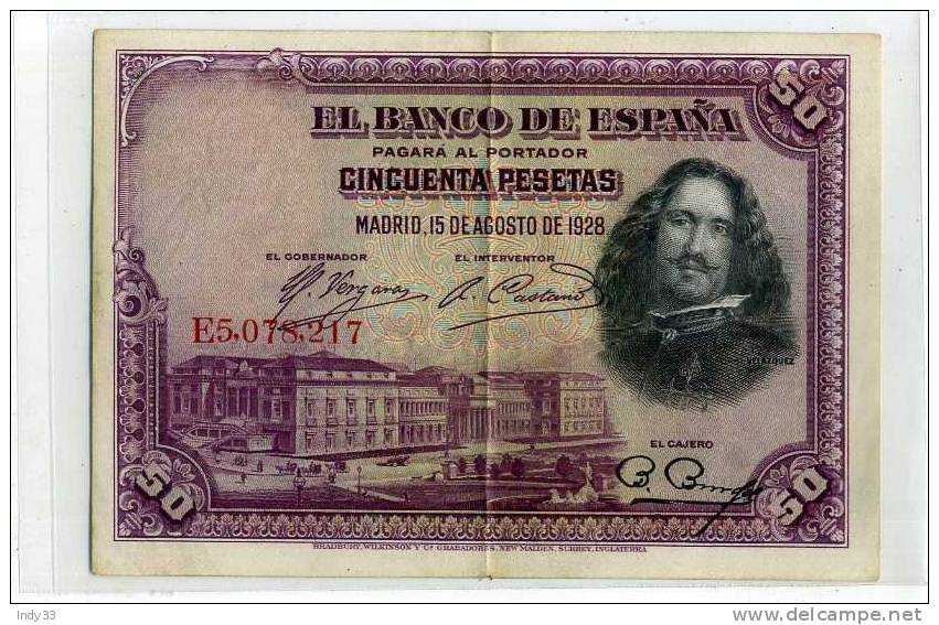 - ESPAGNE . 50 P. 1928 - 50 Pesetas