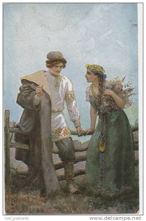 RUSSIA, S. SOLOMKO, Romantic Couple, Pledge Of Love, VF Cond. PC, Not Mailed Ca 1910, T.S.N. R.M. No 180 - Solomko, S.