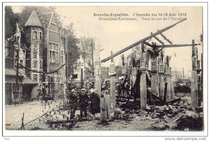 12609 - Exposition De Bruxelles - Incendie Des 14-15 Août 1910, Vers La Rue De L' Escalier - Disasters