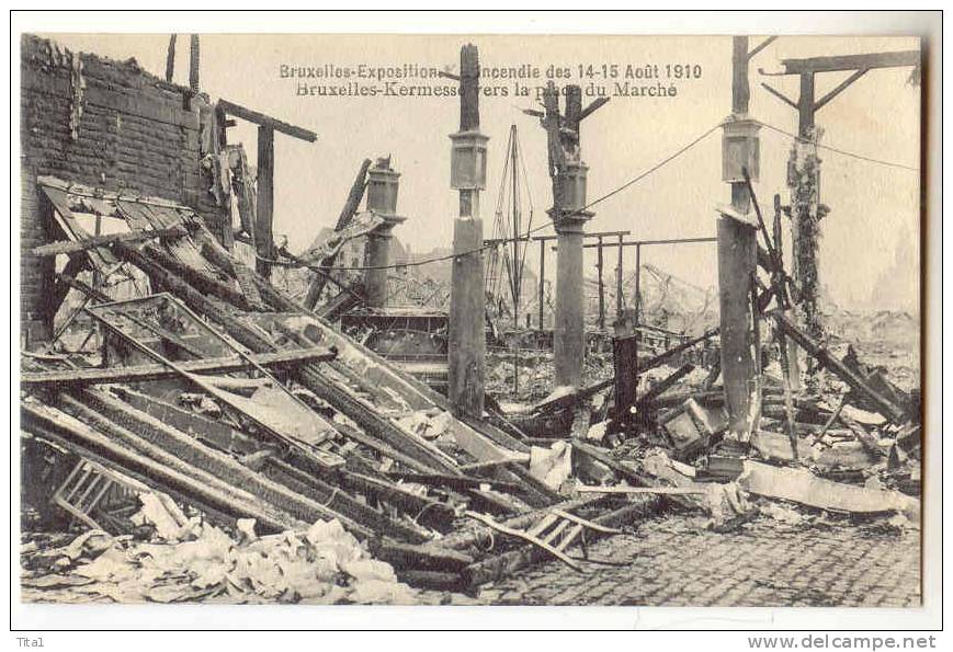 12606 - Exposition De Bruxelles - Incendie Des 14-15 Août 1910 -Les Ruines Du Palais De L' Alimentation - Disasters