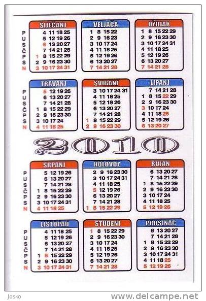 CROATIA JURIDICAL POLICE - Small Calendar 2010.  * Petit Calendrier - Police