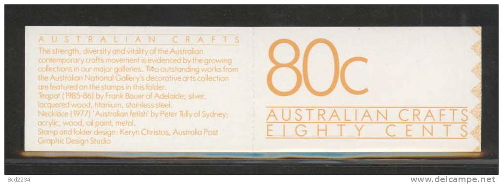 1988 80C AUSTRLIAN CRAFTS BOOKLET WHITE - Carnets